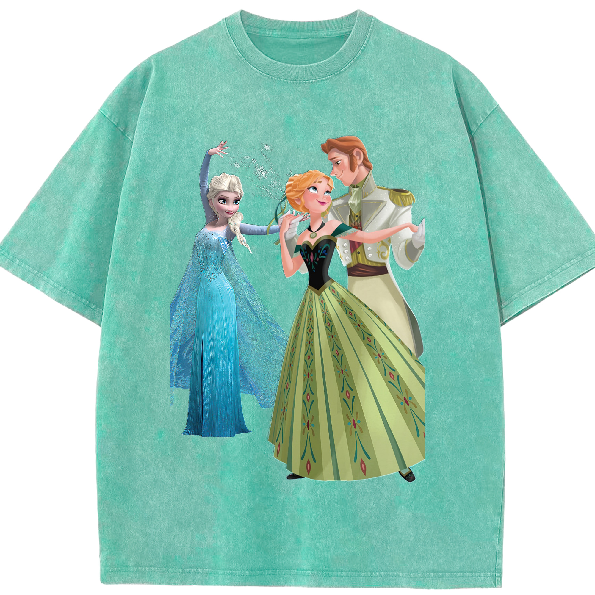 （画像用） アナと雪の女王 アンナ エルサ Frozen Anna Elsa 綿100% ヴィンテージ風 半袖Tシャツ（フロントプリント）